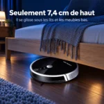 Le Liectroux C30B de 7,4 cm de haut passe sous un lit bas