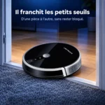 Le Liectroux C30B franchit un petit seuil entre parquet et tapis