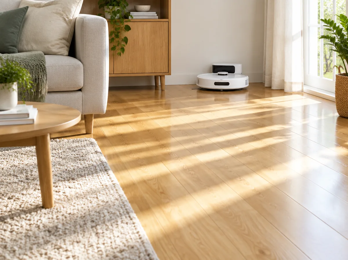 Sol propre, le robot aspirateur retourne à sa base